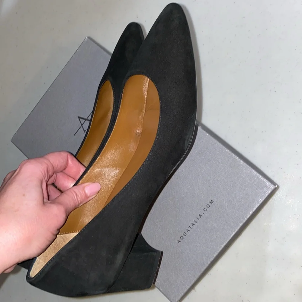 Black Suede Shoes Pasha Pump, Size 10.5